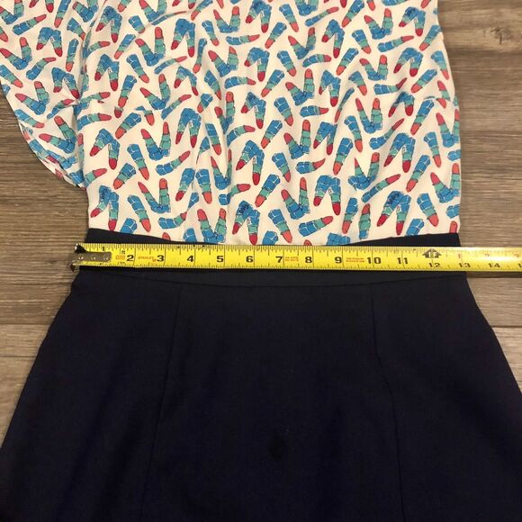 Lilly Pulitzer Dress 0 Blue Multicolor Lipstick Asymmetrical Short Sleeve Lined - Picture 5 of 11